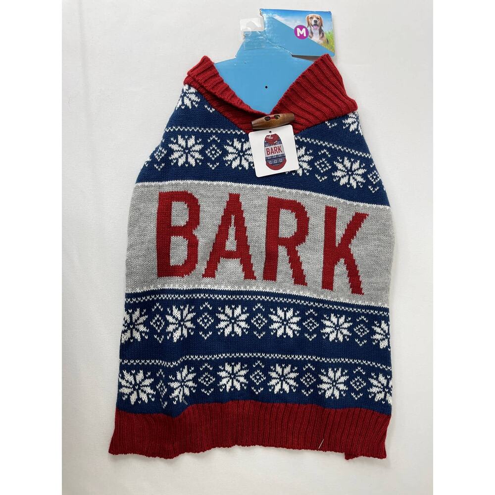 Vibrant Life Dog Pet Sweater Snowflake Pull on Red Bark Blue Medium NEW *READ*